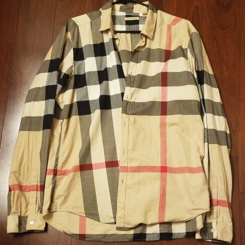 Burberry classic plaid mens button up shirt